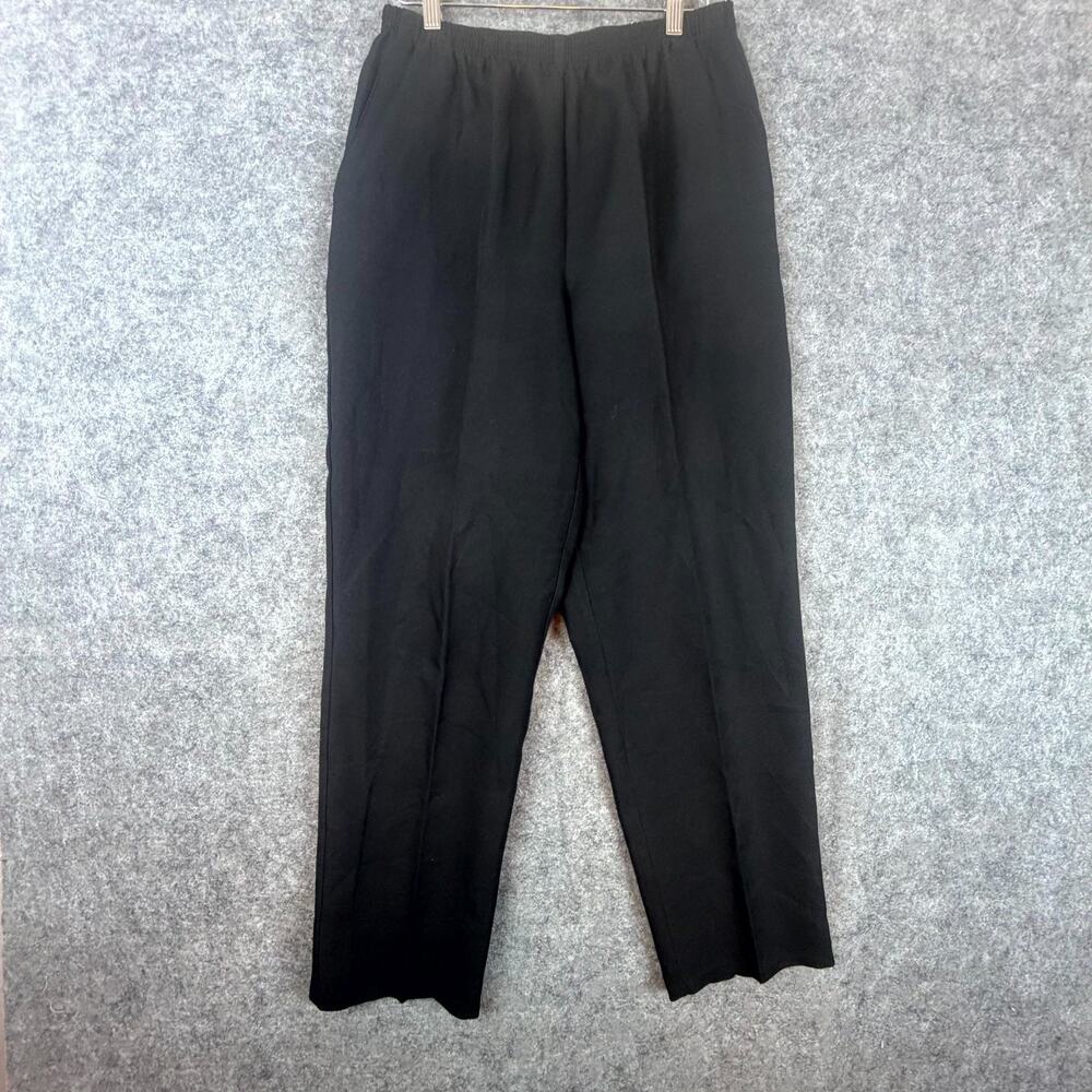 Alfred Dunner Grandma Pants Womens 14 Petite Black Elastic Waist‎ Tapered Leg